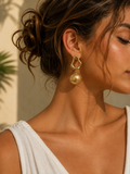 Gold Sphere Drop Earrings