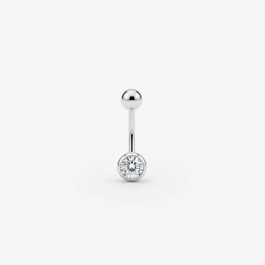 Silver Button Belly Ring
