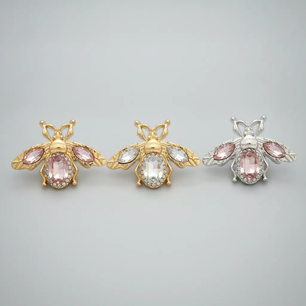 Crystal Bee Brooch – Pink & Silver