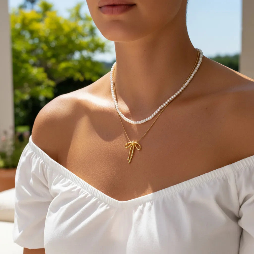 Pearl Bow Necklace