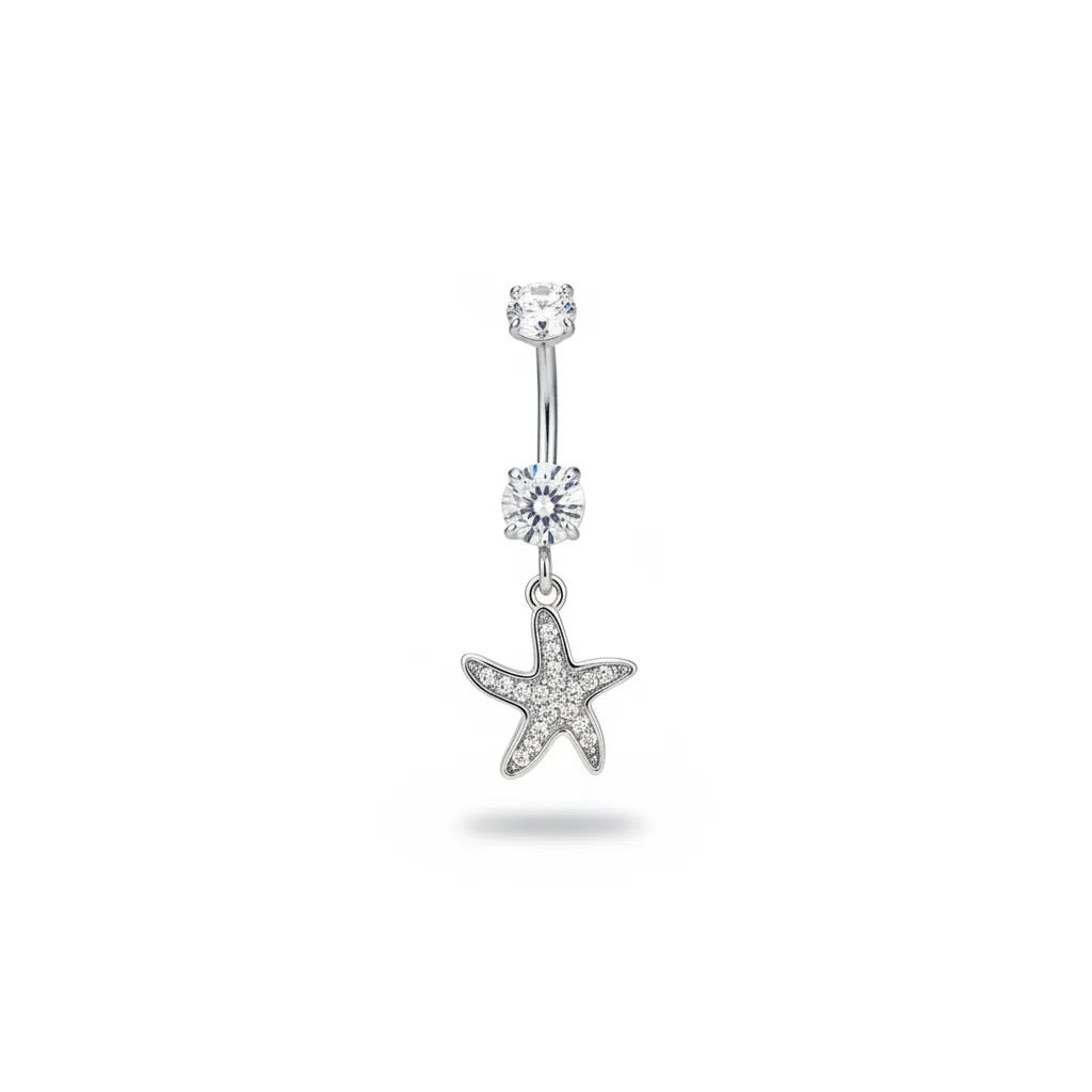 Crystal Starfish Belly Ring