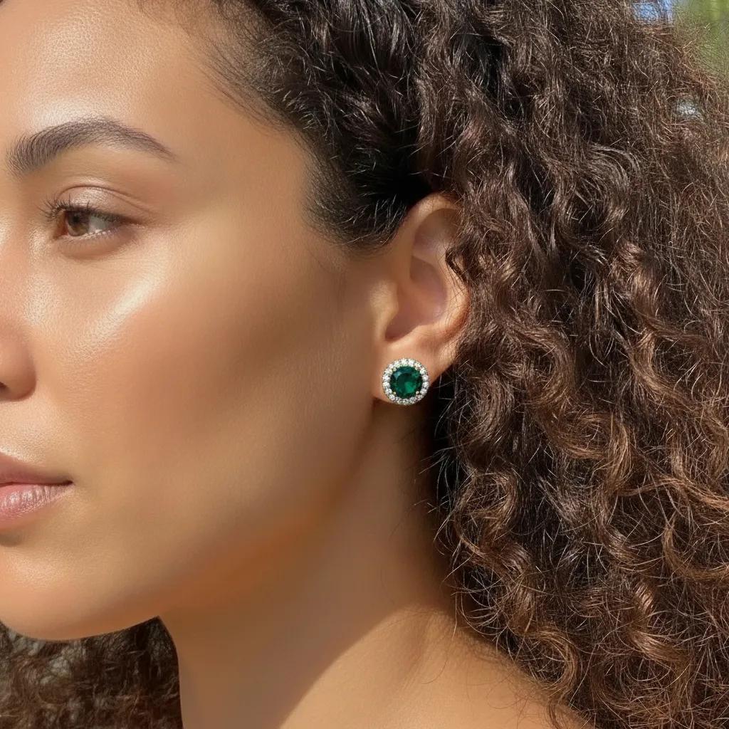 Emerald Halo Studs