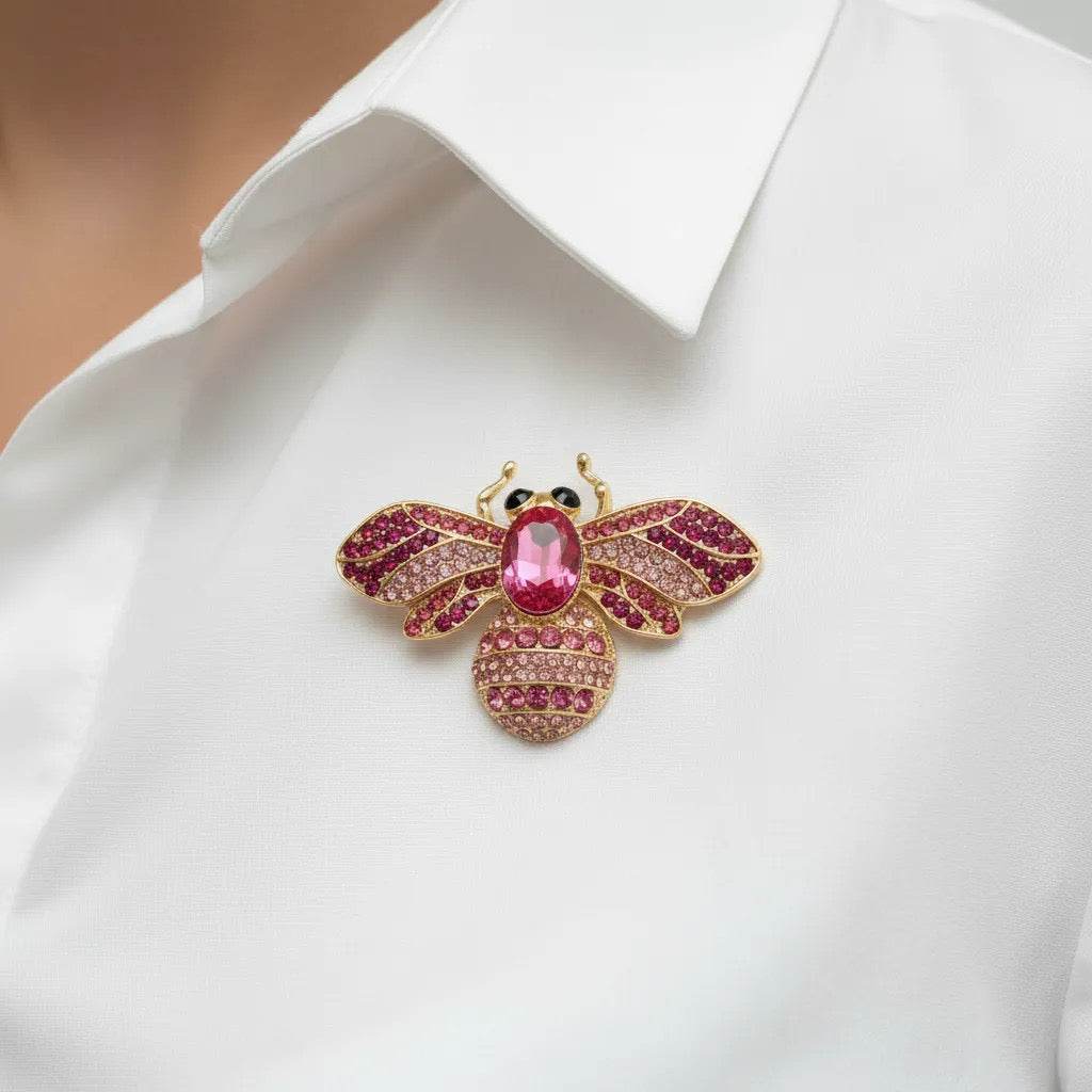 Blush Crystal Bee Brooch