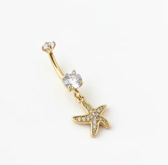 Crystal Starfish Belly Ring