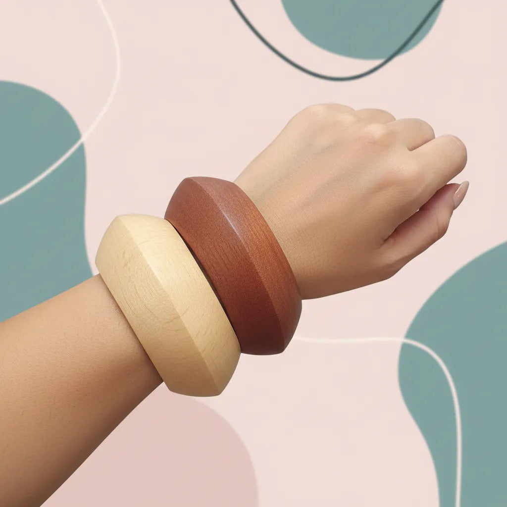 Faceted Wooden Bangle