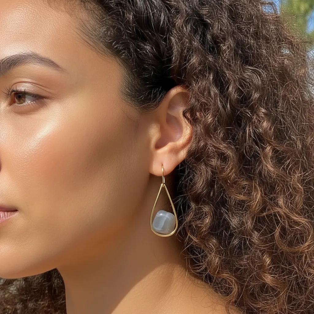 Marble Ball Brown Earrings