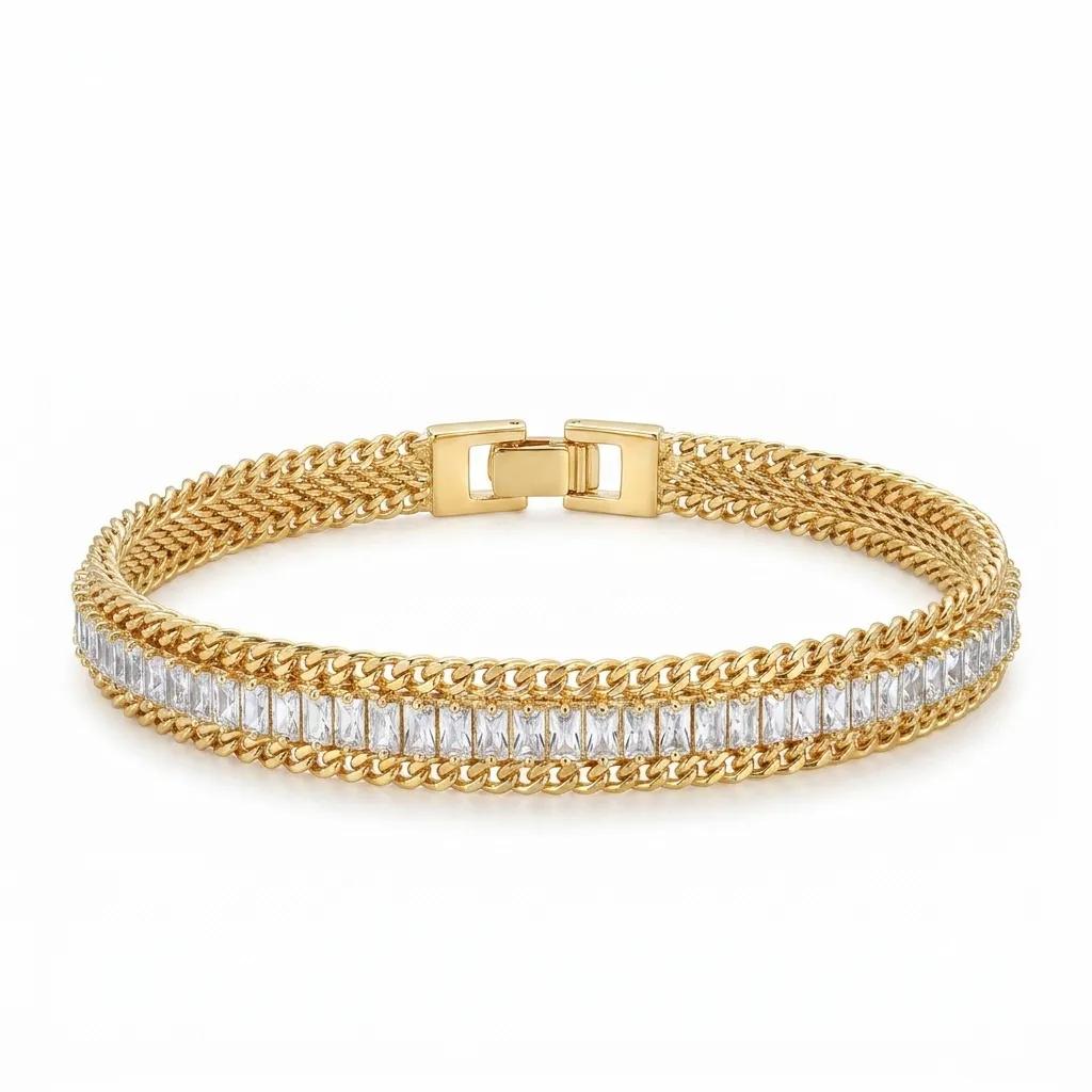 Golden Baguette Chain Bracelet