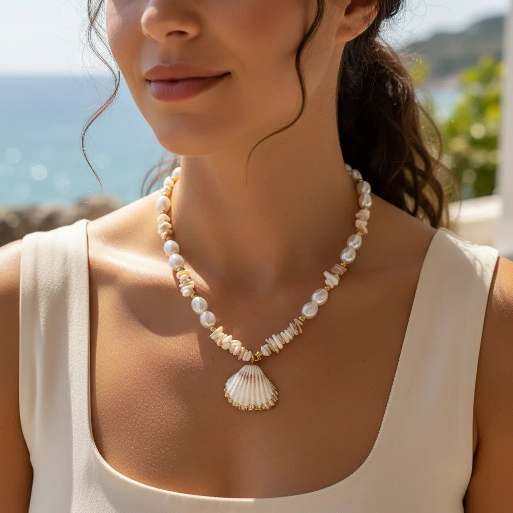 Seashell Pearl Necklace