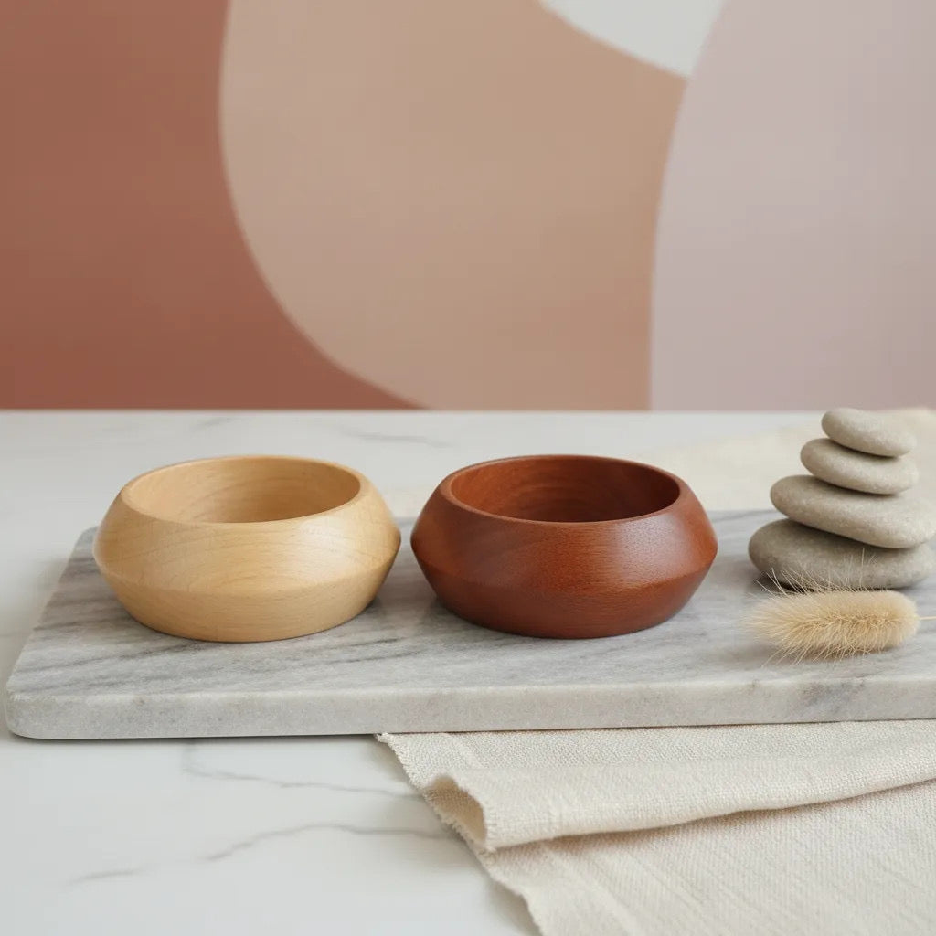 Faceted Wooden Bangle