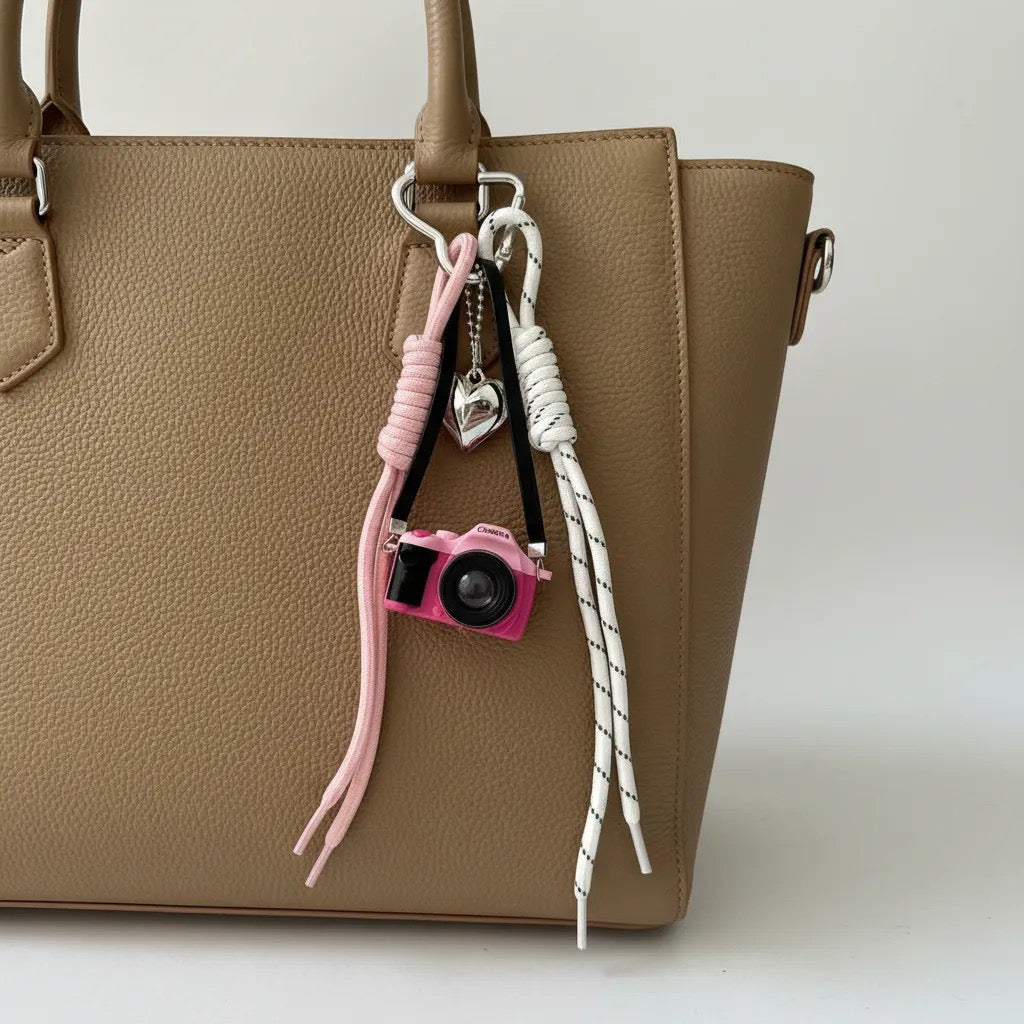 Bag charm Pink camera