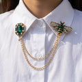 Emerald Bee Chain Brooch