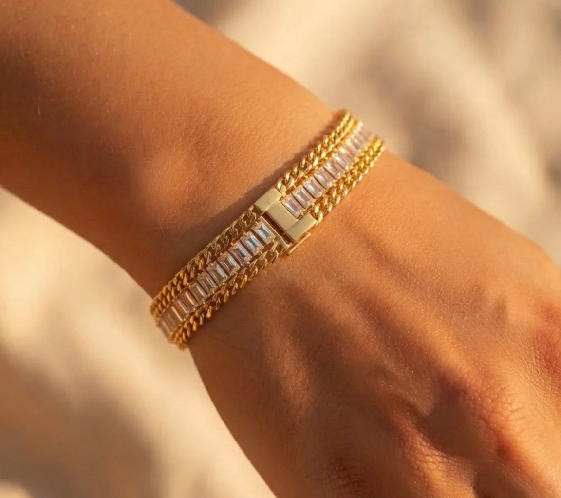 Golden Baguette Chain Bracelet