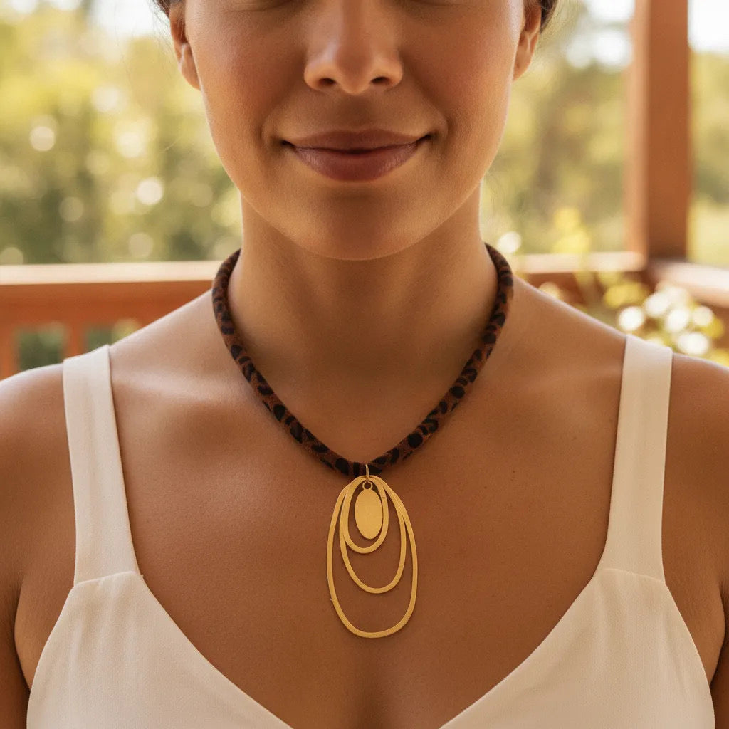 Layered Oval Pendant Necklace