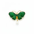 Butterfly Dangling Pearl Brooch