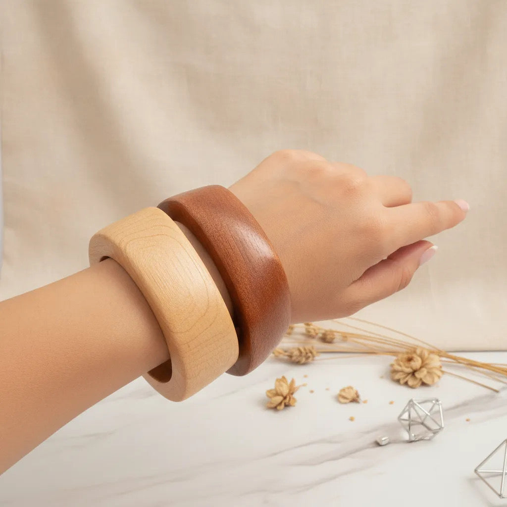 Wide Wooden Bangle
