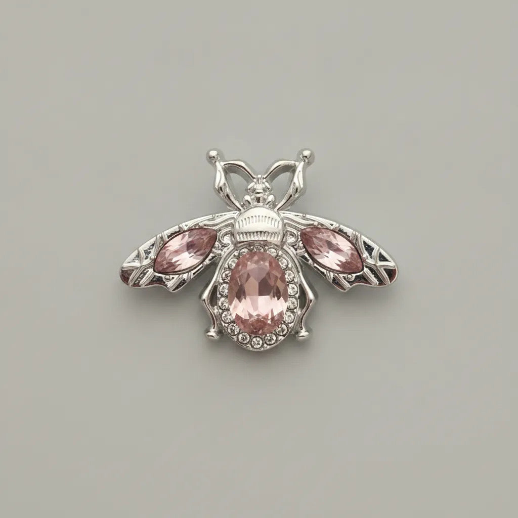Crystal Bee Brooch – Pink & Silver