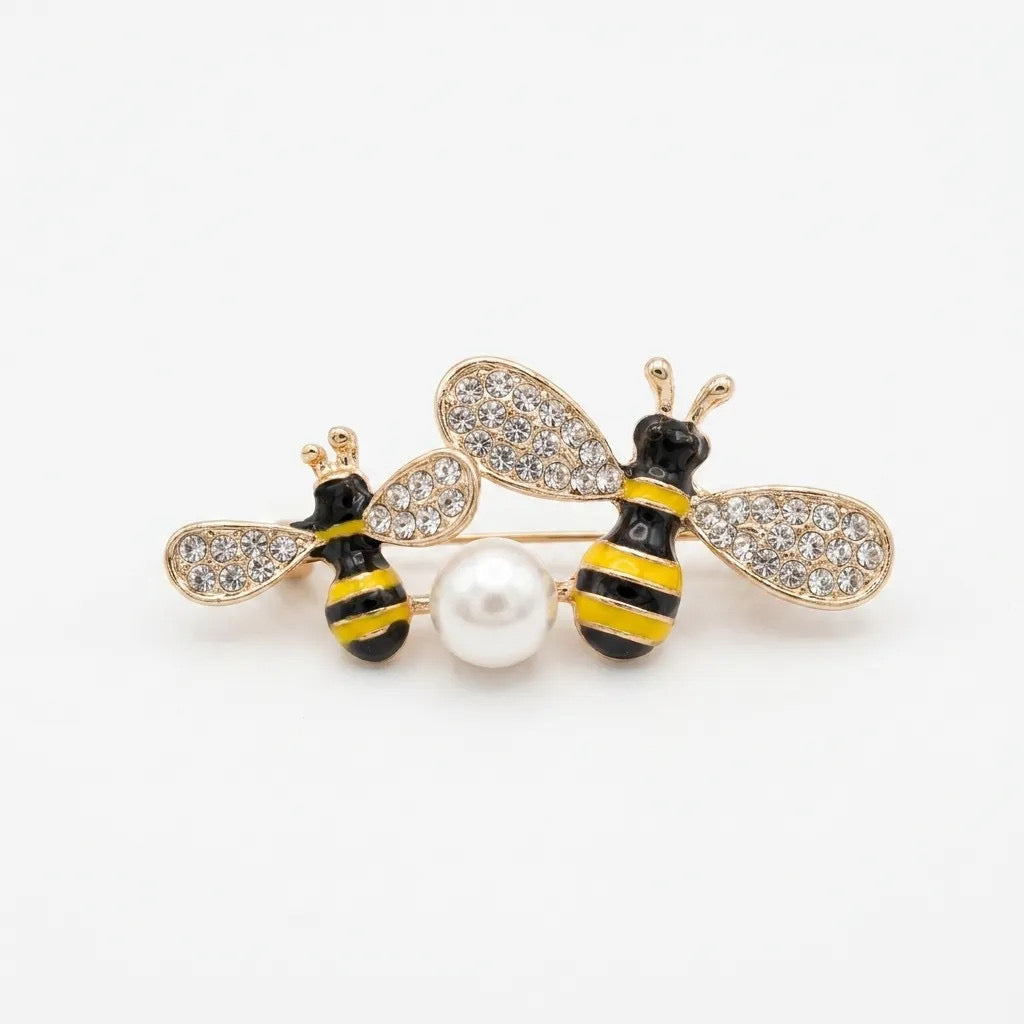 Pearl Bee Duo Brooch