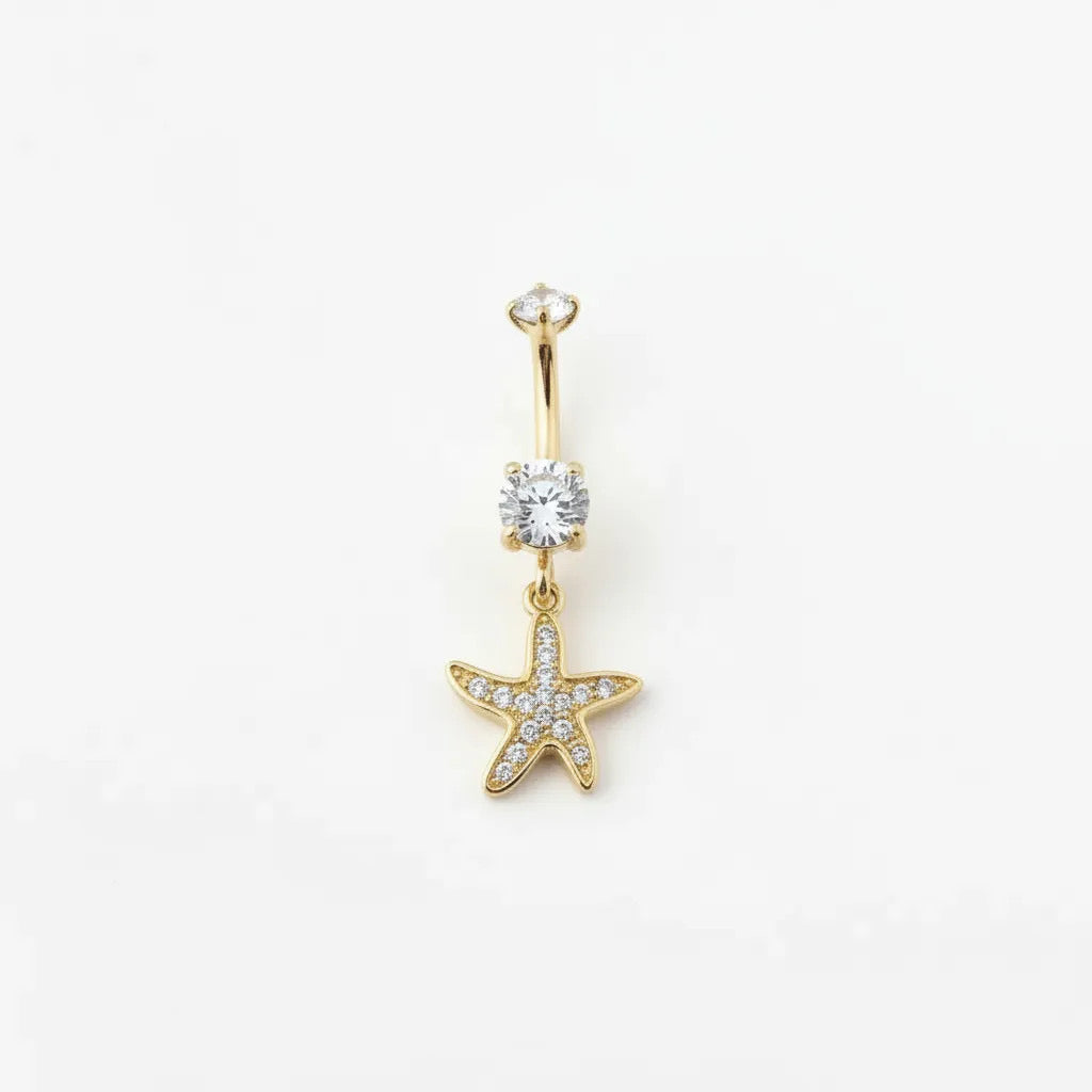 Crystal Starfish Belly Ring