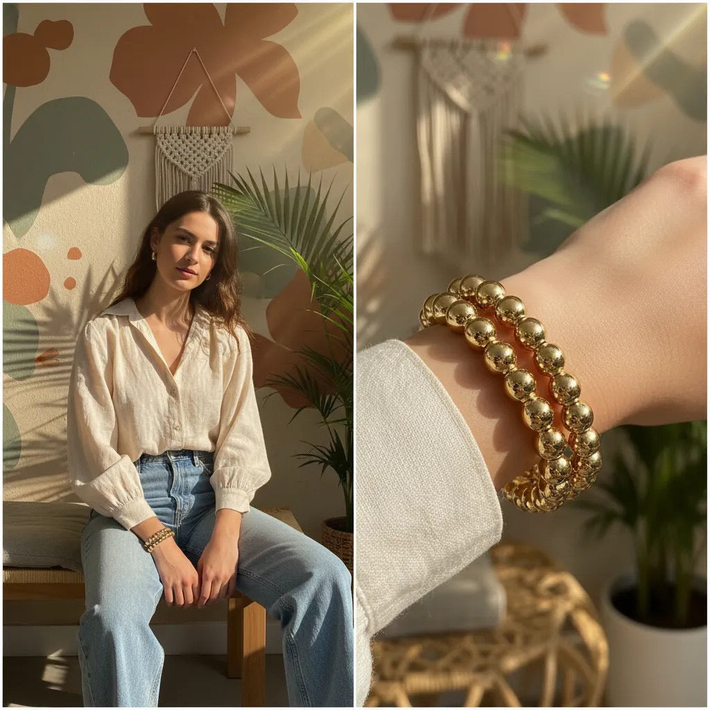 Gold Bead Bangle