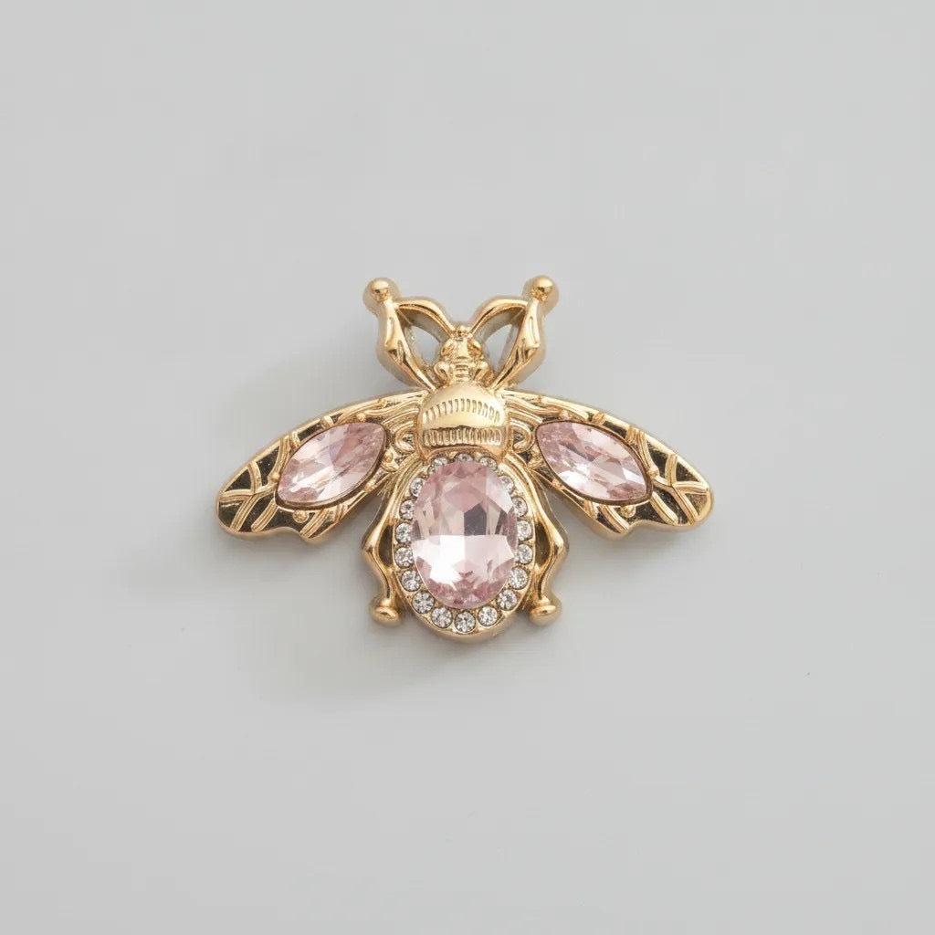 Crystal Bee Brooch – Pink & Gold