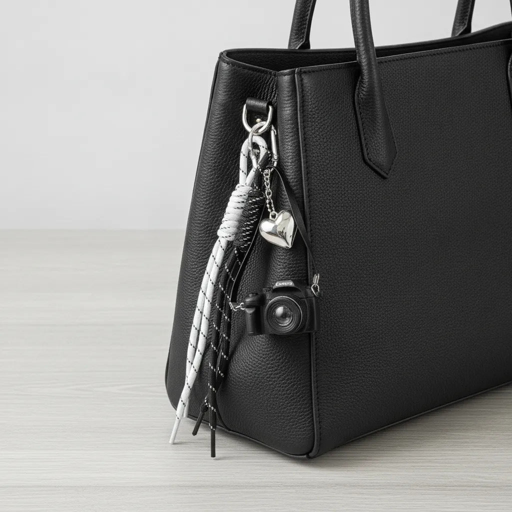 Bag charm Black camera
