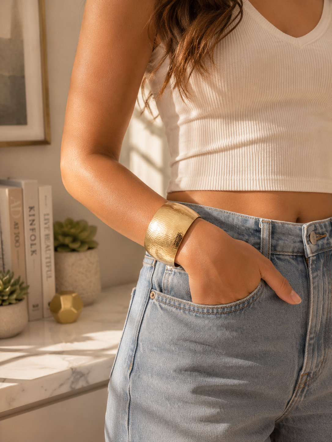 Sculpted Gold Bangle