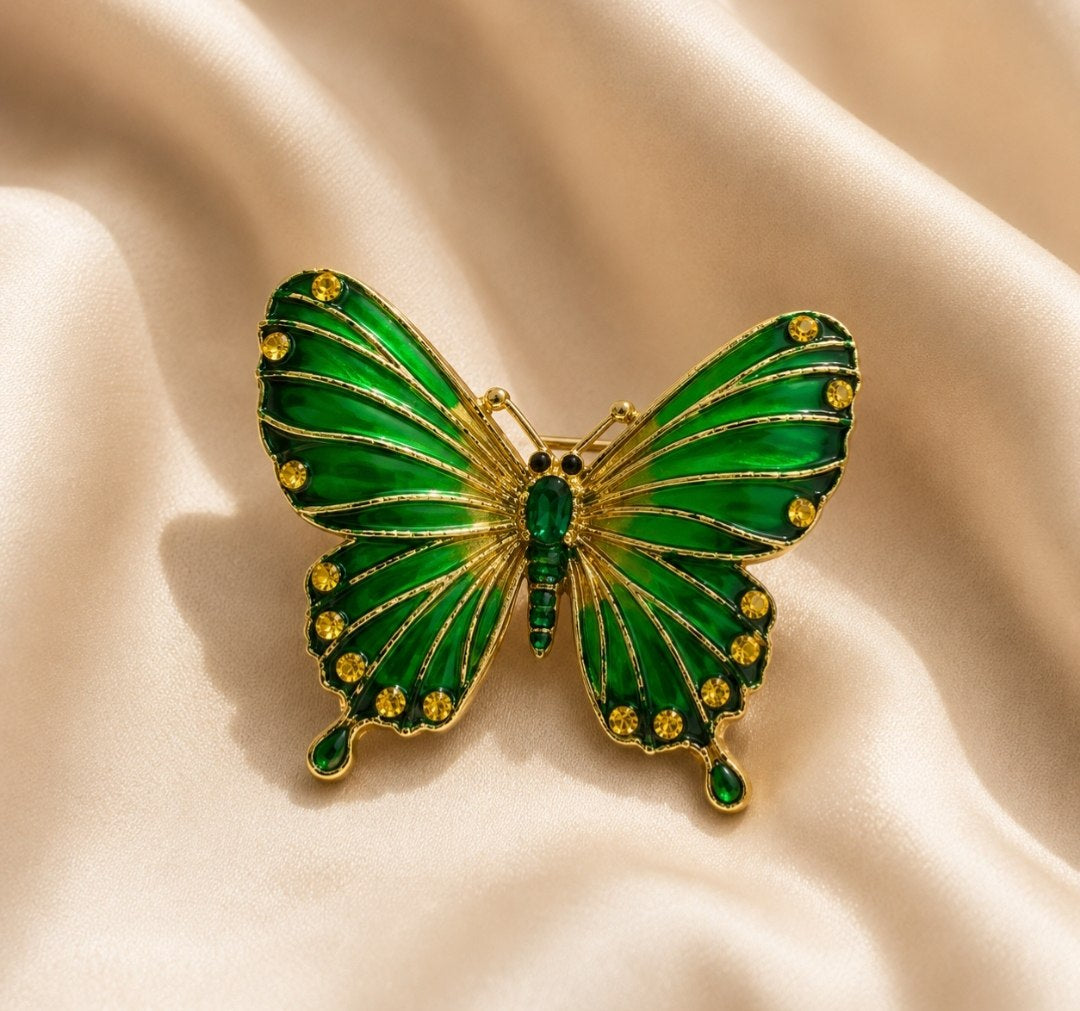 Emerald Butterfly Brooch