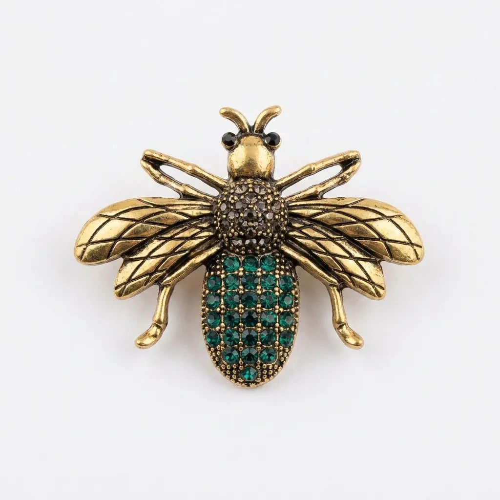 Emerald Vintage Bee Brooch