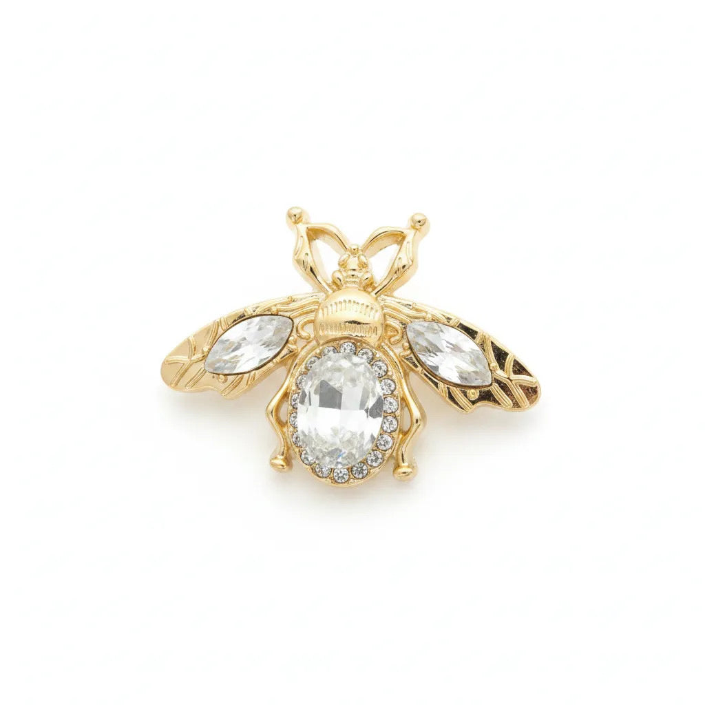 Crystal Bee Brooch – Clear & Gold