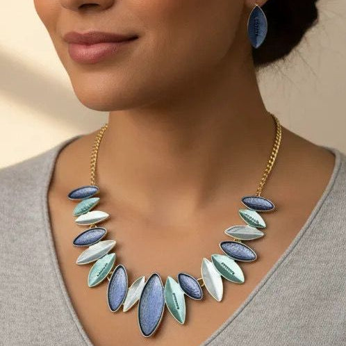 Olive Leaf Necklace & Earrings Set