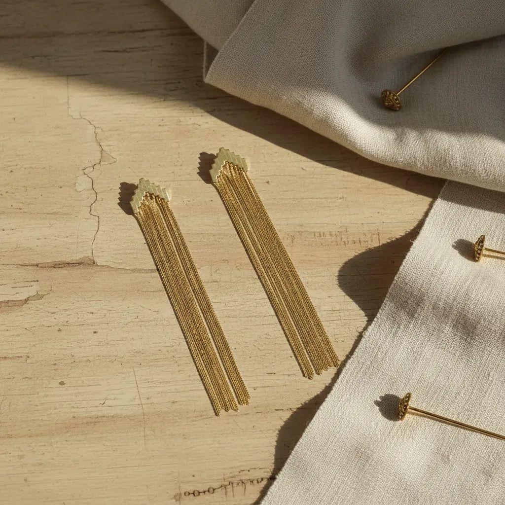 Gold Waterfall Chain Drop Earrings
