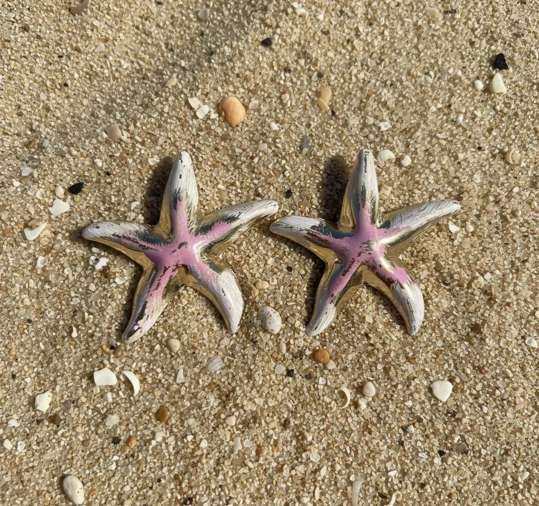 Tiny Pink Starfish Earrings