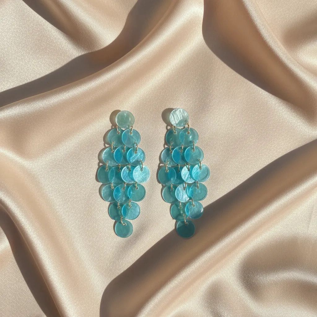 Turquiose Shell Disc Drop Earrings