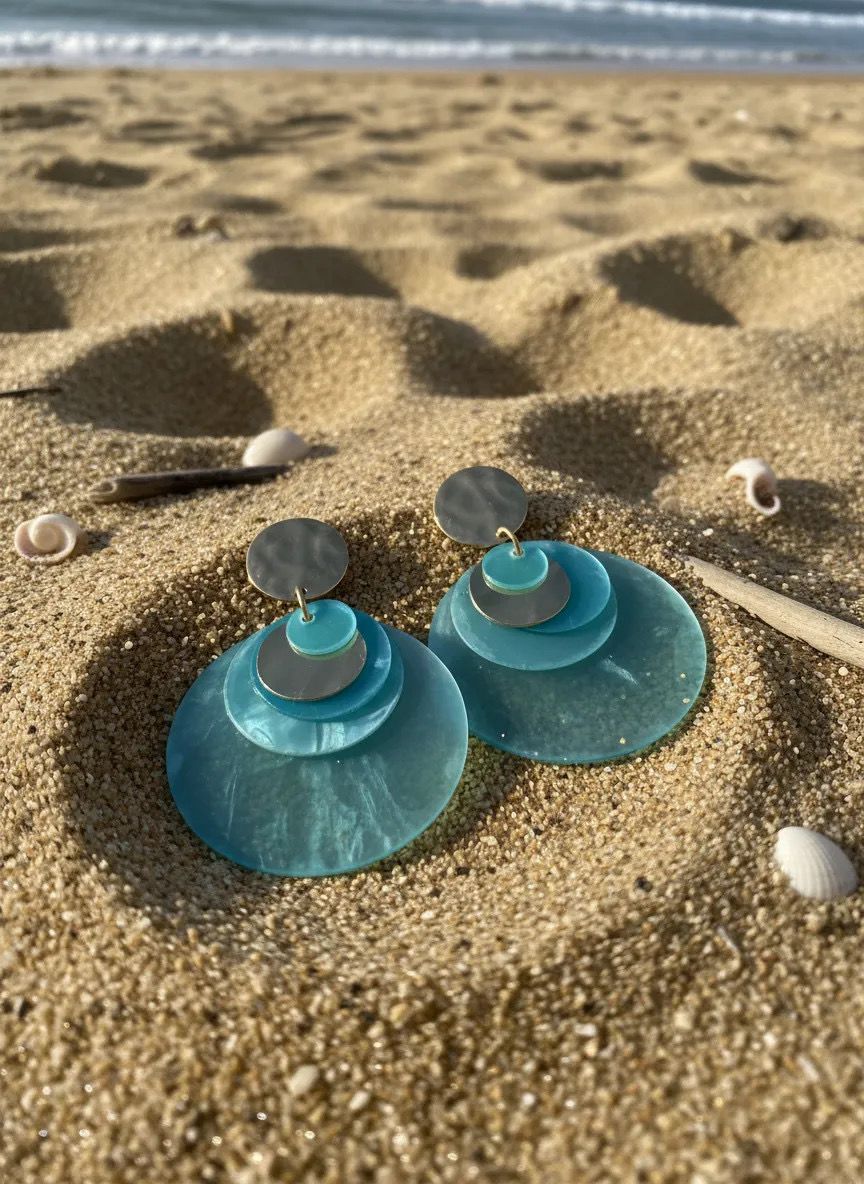Turquoise Statement Disc Earrings