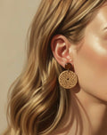 Beige Disc Boho Earrings