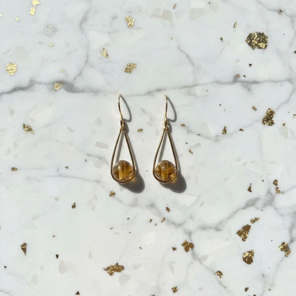 Marble Ball Brown Earrings