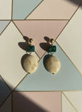 White and Emerald Marble Earrings