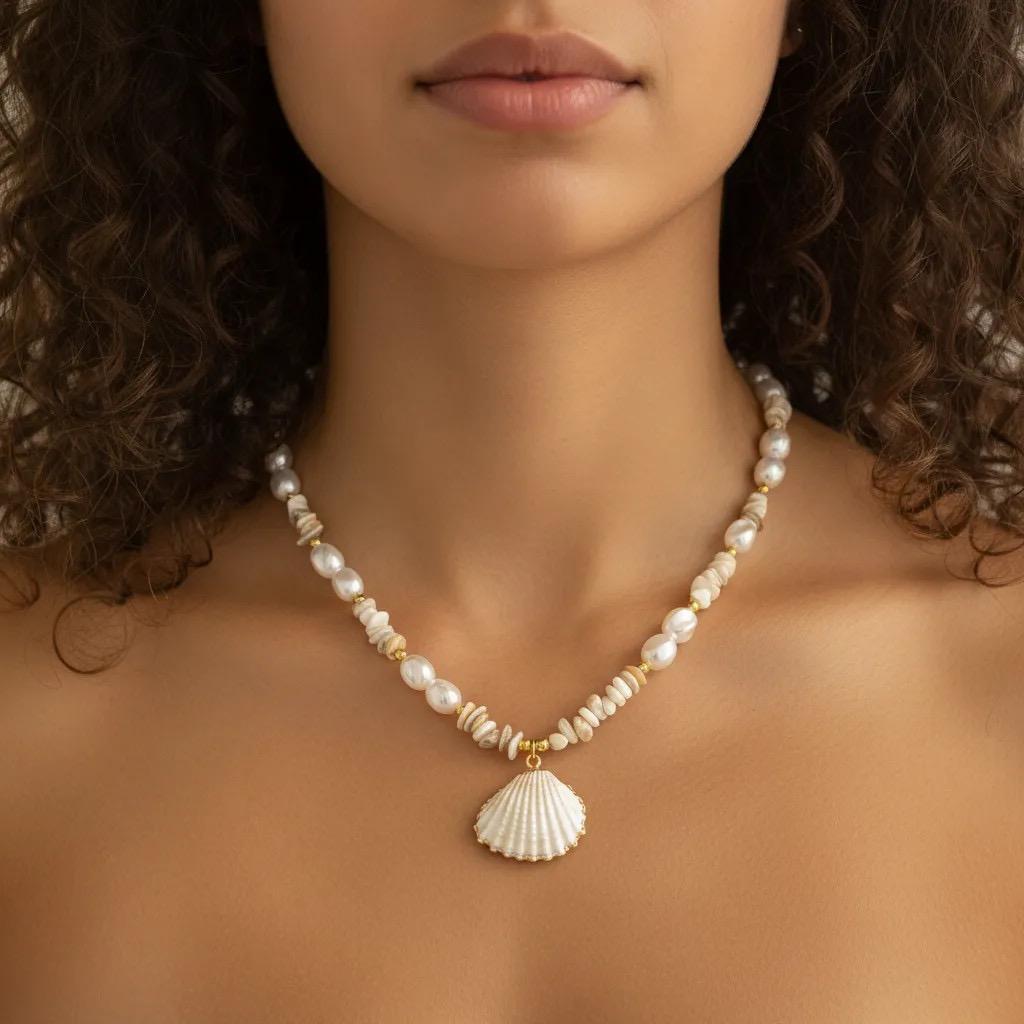 Seashell Pearl Necklace