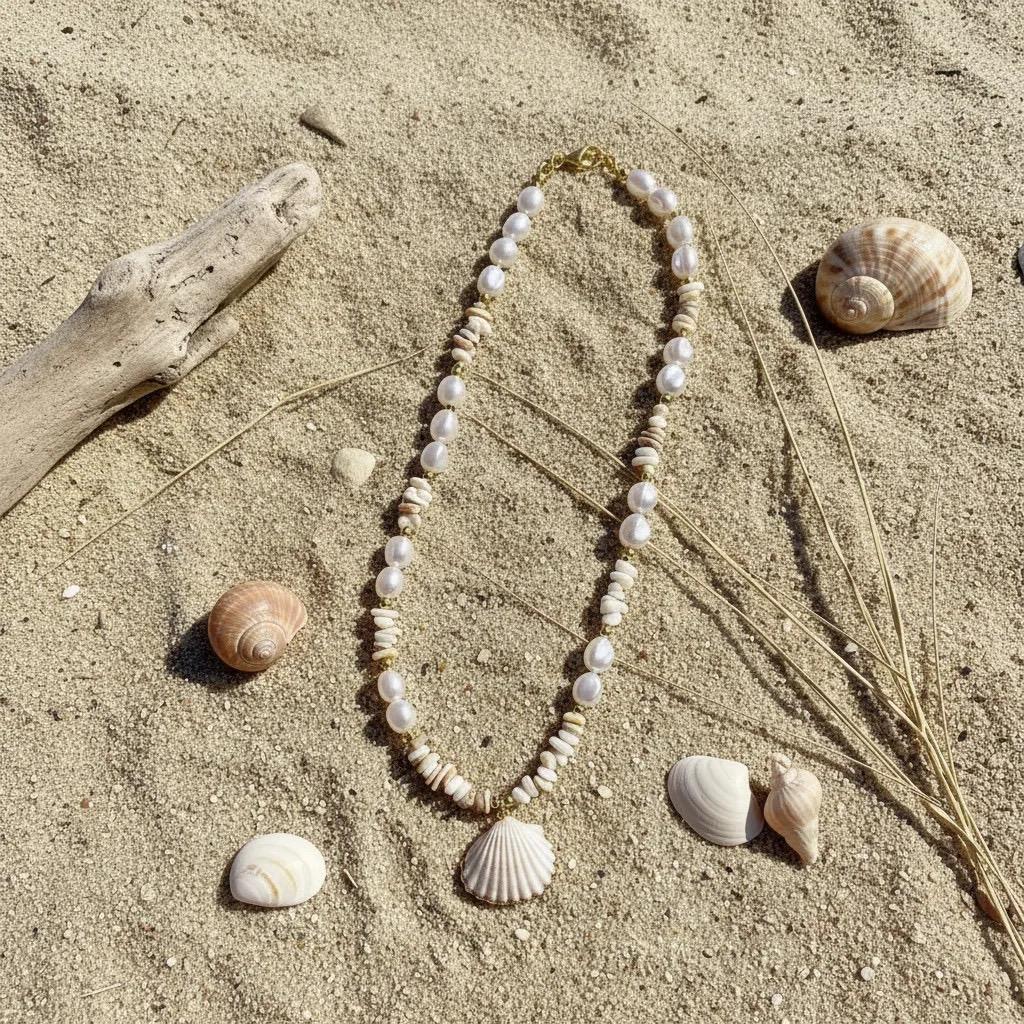 Seashell Pearl Necklace