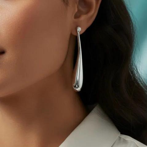 Silver Long Waterdrop Earrings