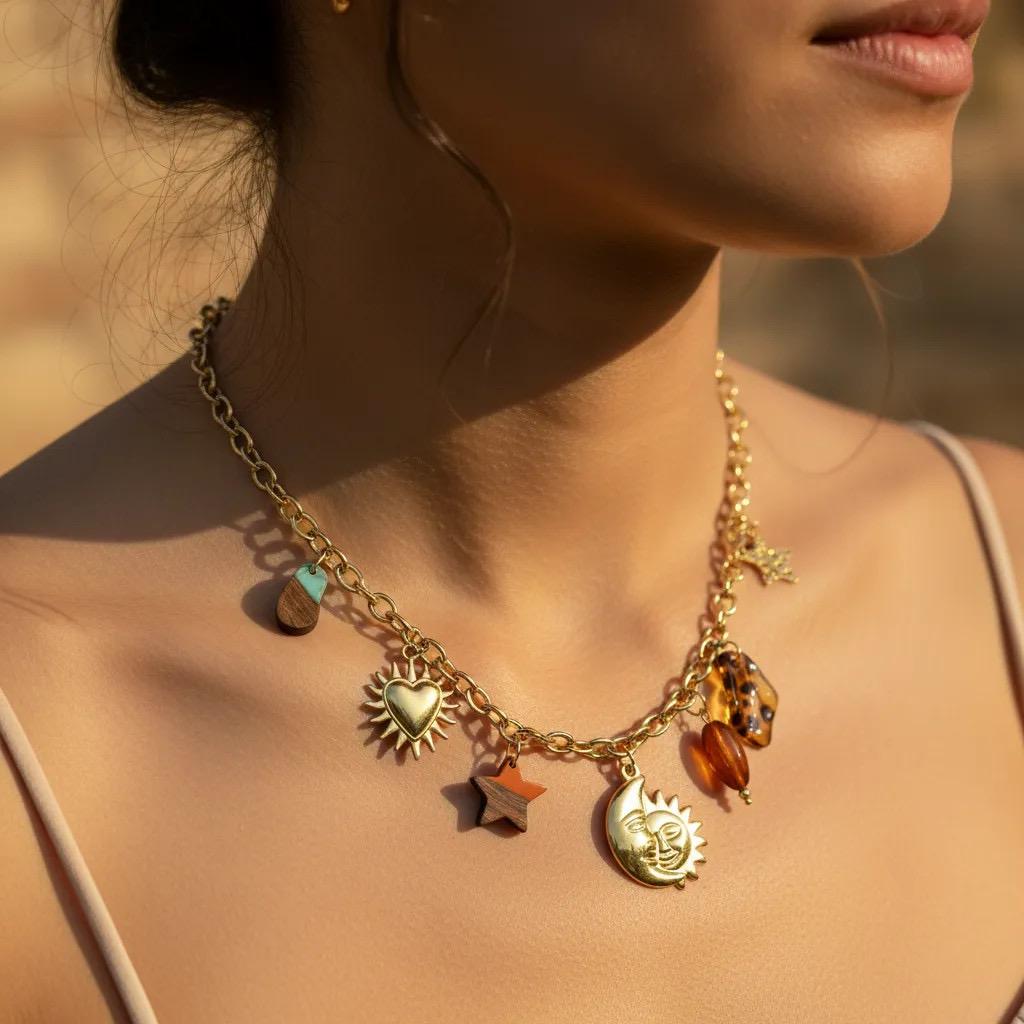 Sun and Moon Charm Necklace
