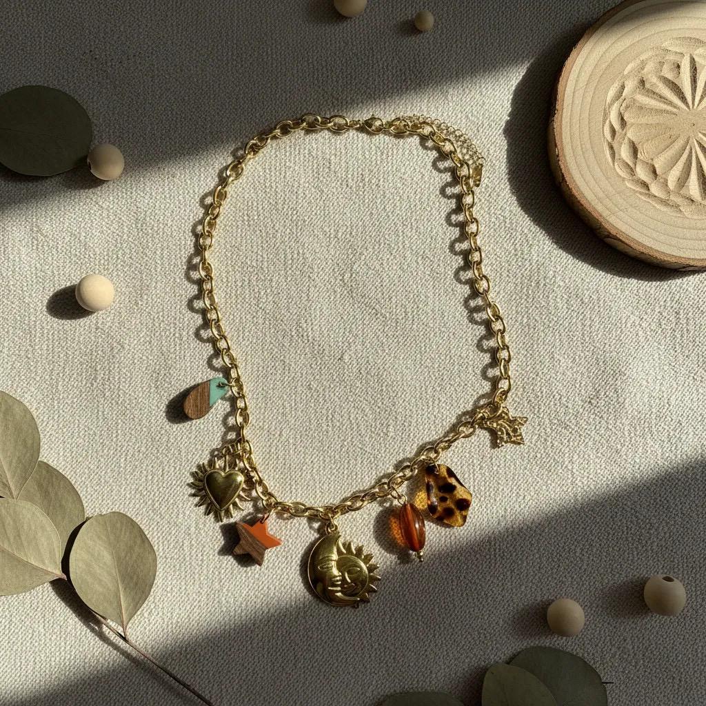 Sun and Moon Charm Necklace